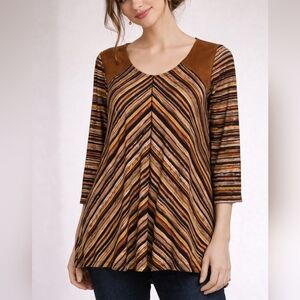 3/$30 MULTIPLES Faux Suede Chevron Tunic